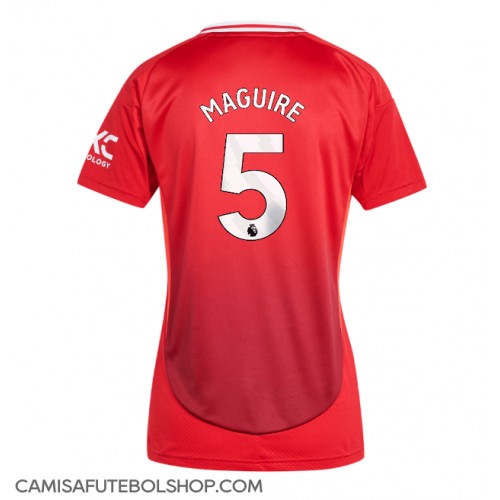 Camisa de time de futebol Manchester United Harry Maguire #5 Replicas 1º Equipamento Feminina 2024-25 Manga Curta